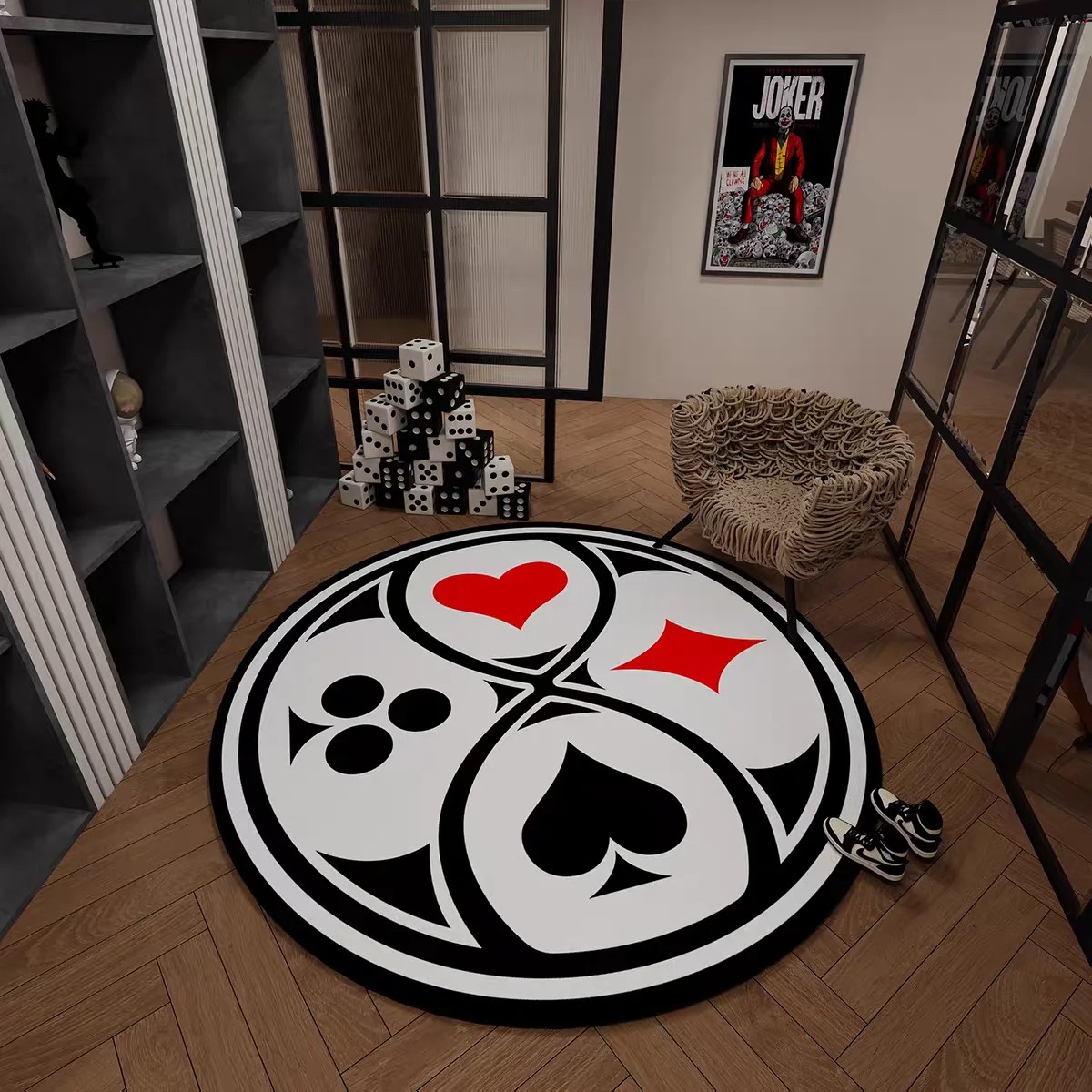 Board Game Hotel - Magic Poker Card Patterned Round Carpet