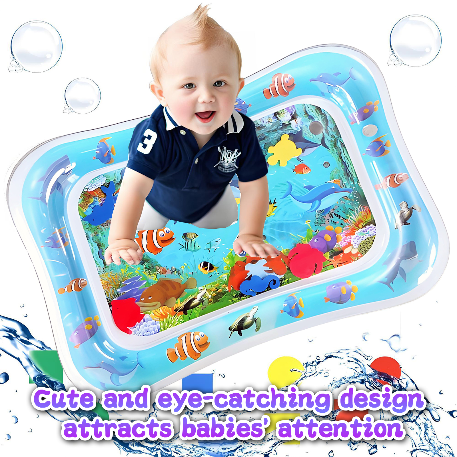 Play Mat Neoprene - Tummy Time Water Mat, Inflatable Water