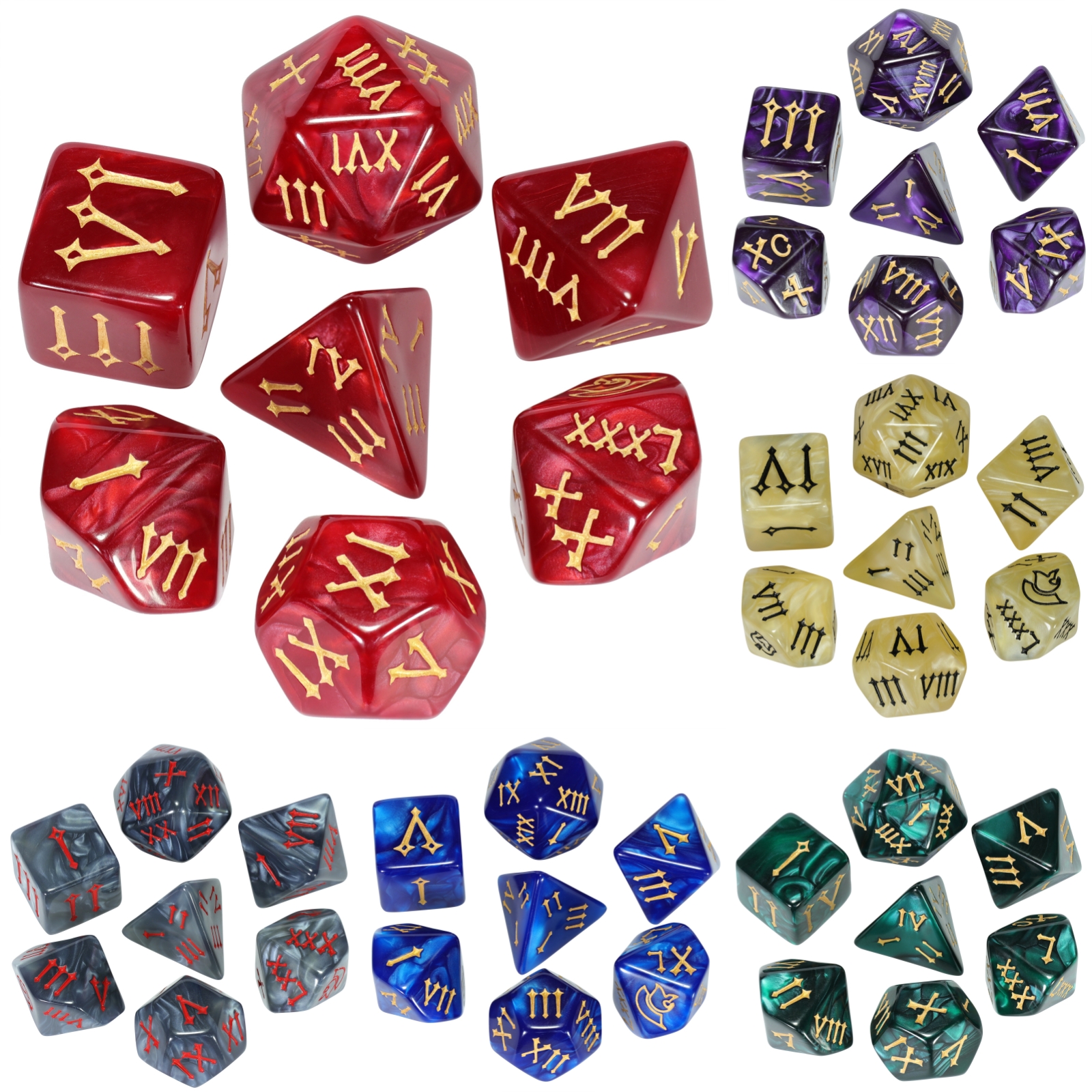 Board Game Font - Roman Font Dice Polyhedral Dice Set